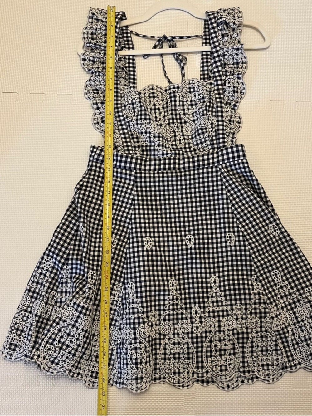Forever 21 Navy White Gingham Embroidered Mini Dress Size M - Picture 11 of 11